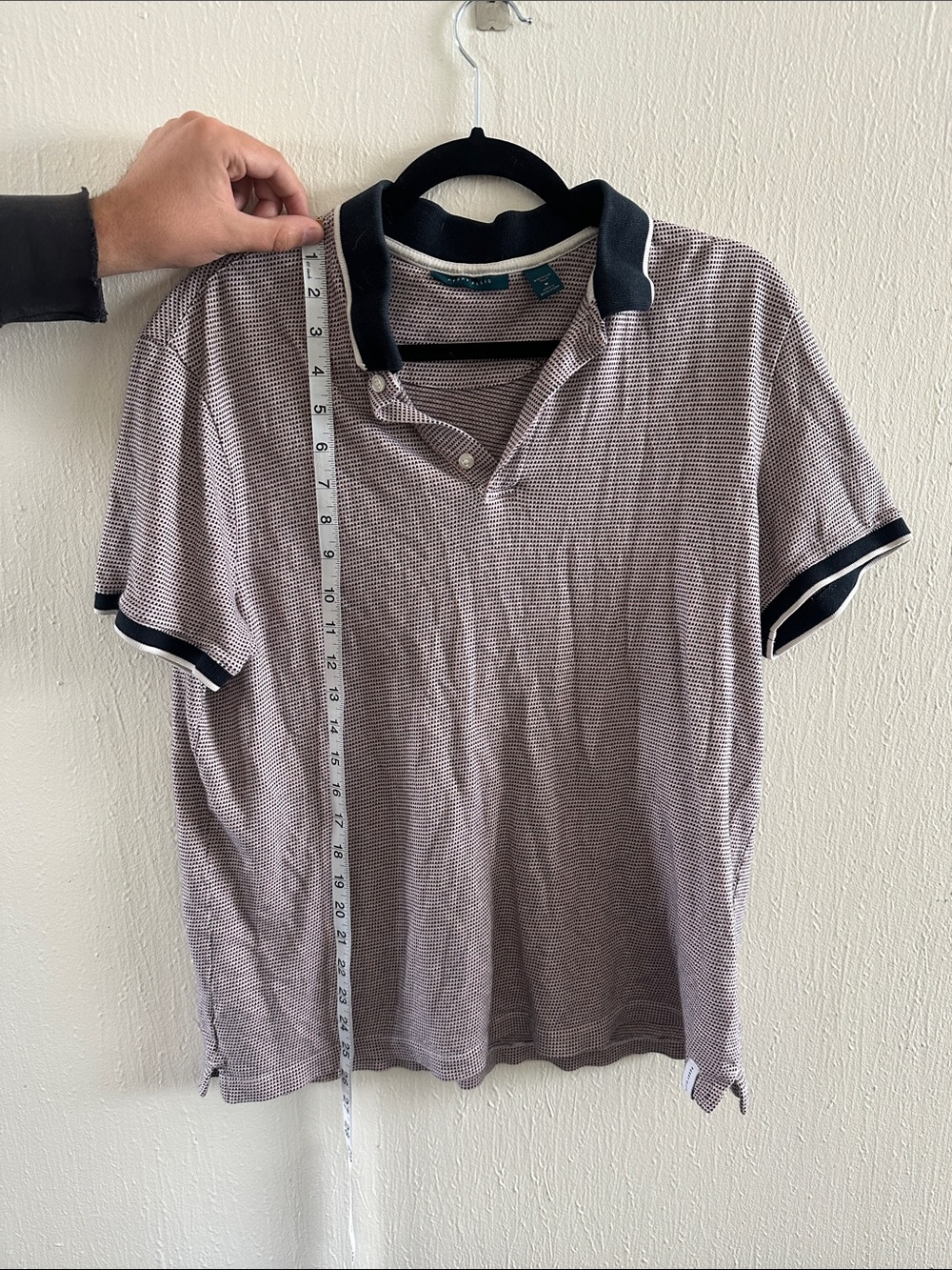 Perry Ellis Short-Sleeve Polo in Light Brown with Black Trim